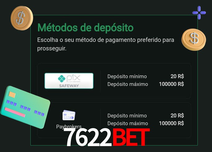 O cassino 7622bet oferece uma grande variedade de métodos de pagamento
